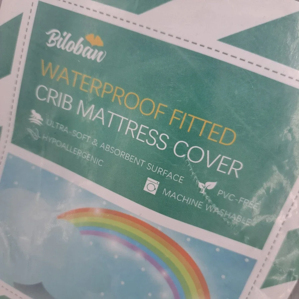 Biloban Waterproof Fitted Crib Mattress Cover Skirt Grey 28x52 Nursery Bedding